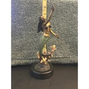 Brass Mermaid Statue Cold Painted Vintage
